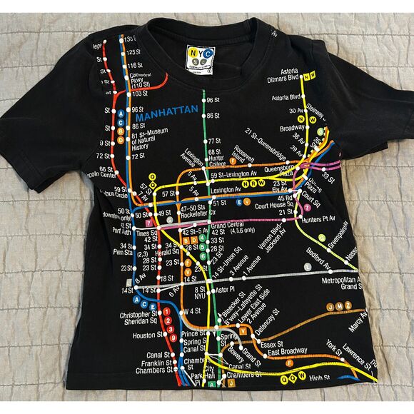 NYC Subway Map Manhattan Kids Tee Size S New York City MTA Official Licensed - Picture 1 of 5